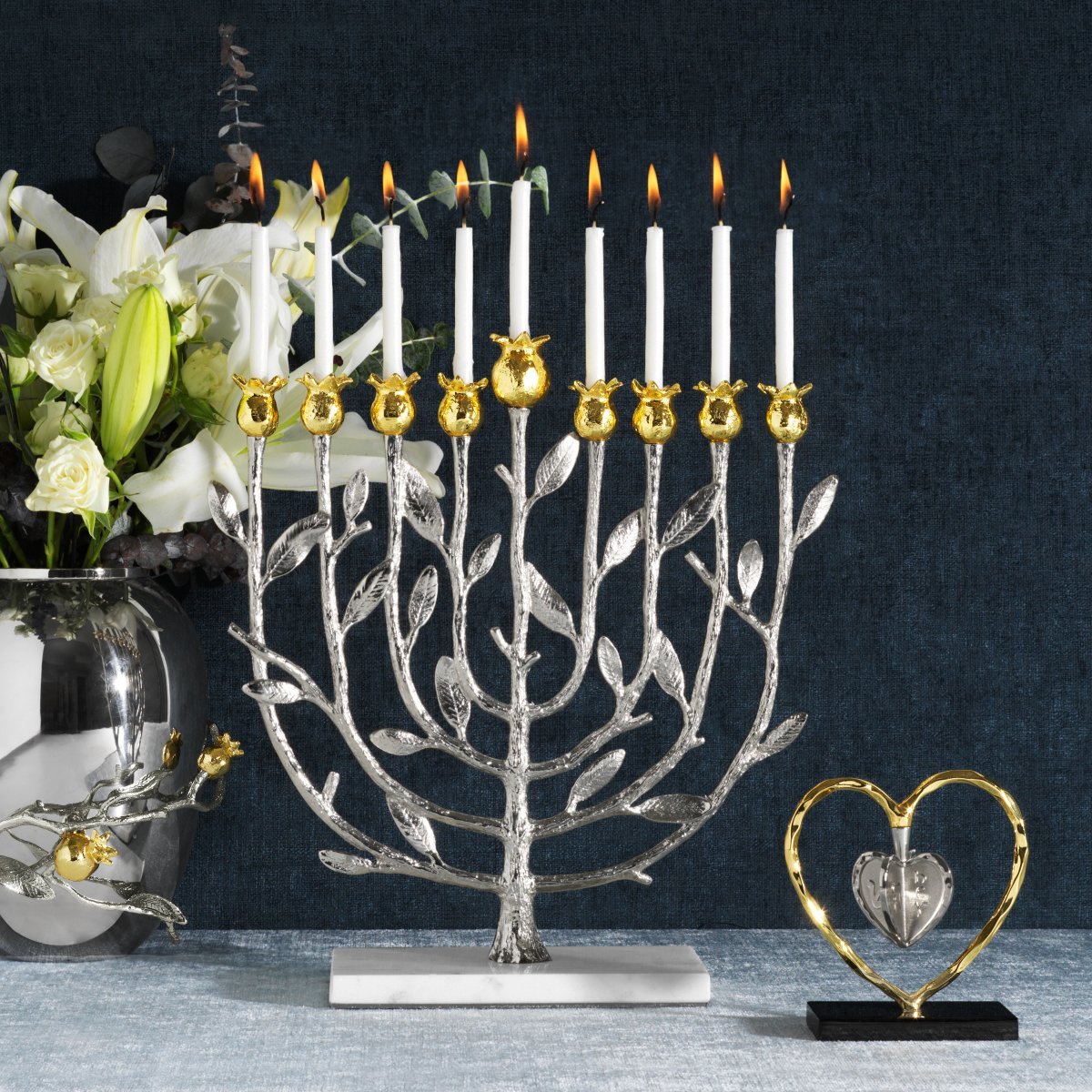 Pomegranate Silver & Gold Menorah – Michael Aram