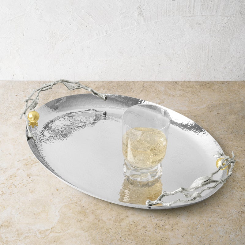 Michael Aram Pomegranate Silver &amp; Gold Oval Tray