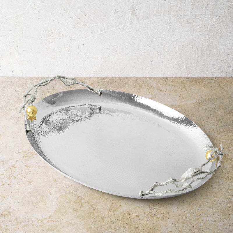 Michael Aram Pomegranate Silver &amp; Gold Oval Tray