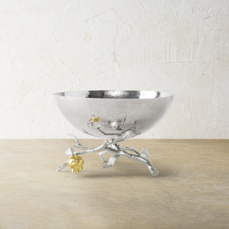 Michael Aram gold/silver laurel nut store bowl