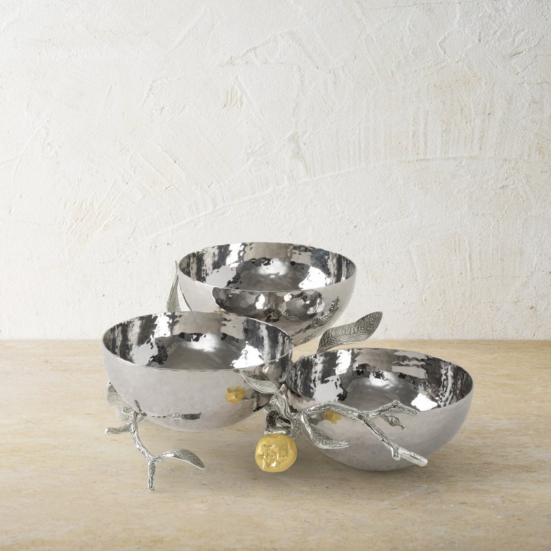 Michael Aram Pomegranate Silver &amp; Gold Triple Bowl