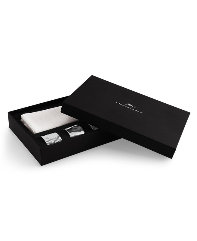 Michael Aram Reflective Gift Set - Napkin Rings and Napkins S/4