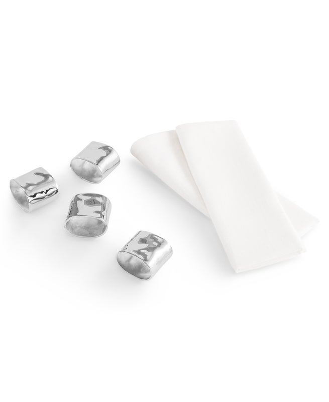 Michael Aram Reflective Gift Set - Napkin Rings and Napkins S/4