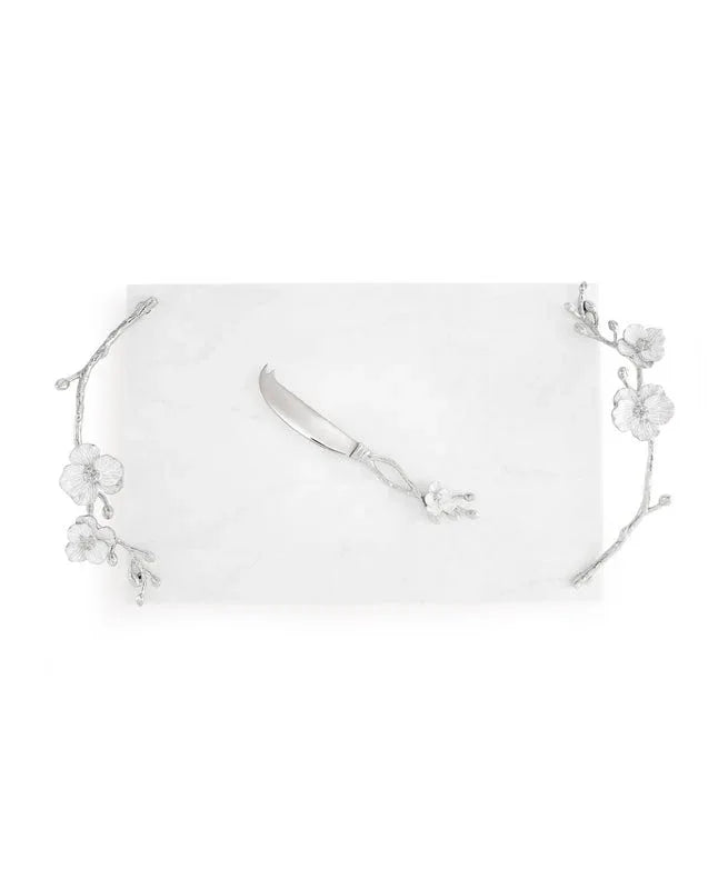 Silver Orchid Cheeseboard with Knife – Michael Aram