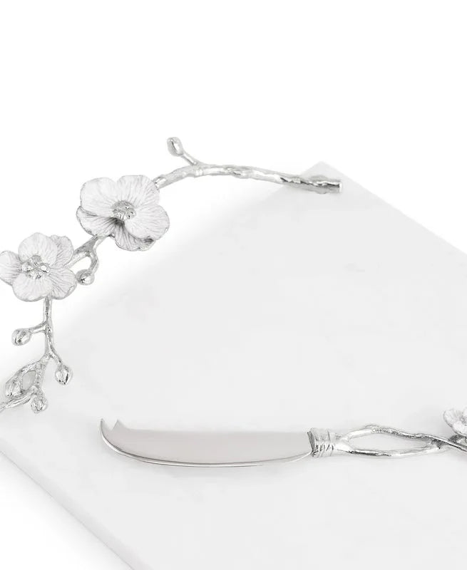 Michael Aram Silver Orchid Cheeseboard with Knife