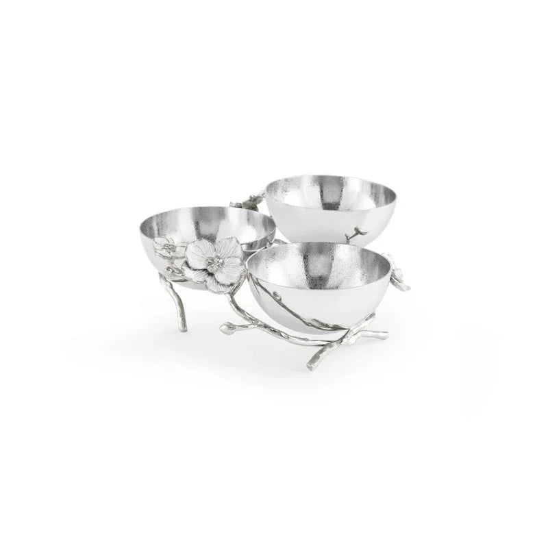 Michael Aram Silver Orchid Triple Bowl