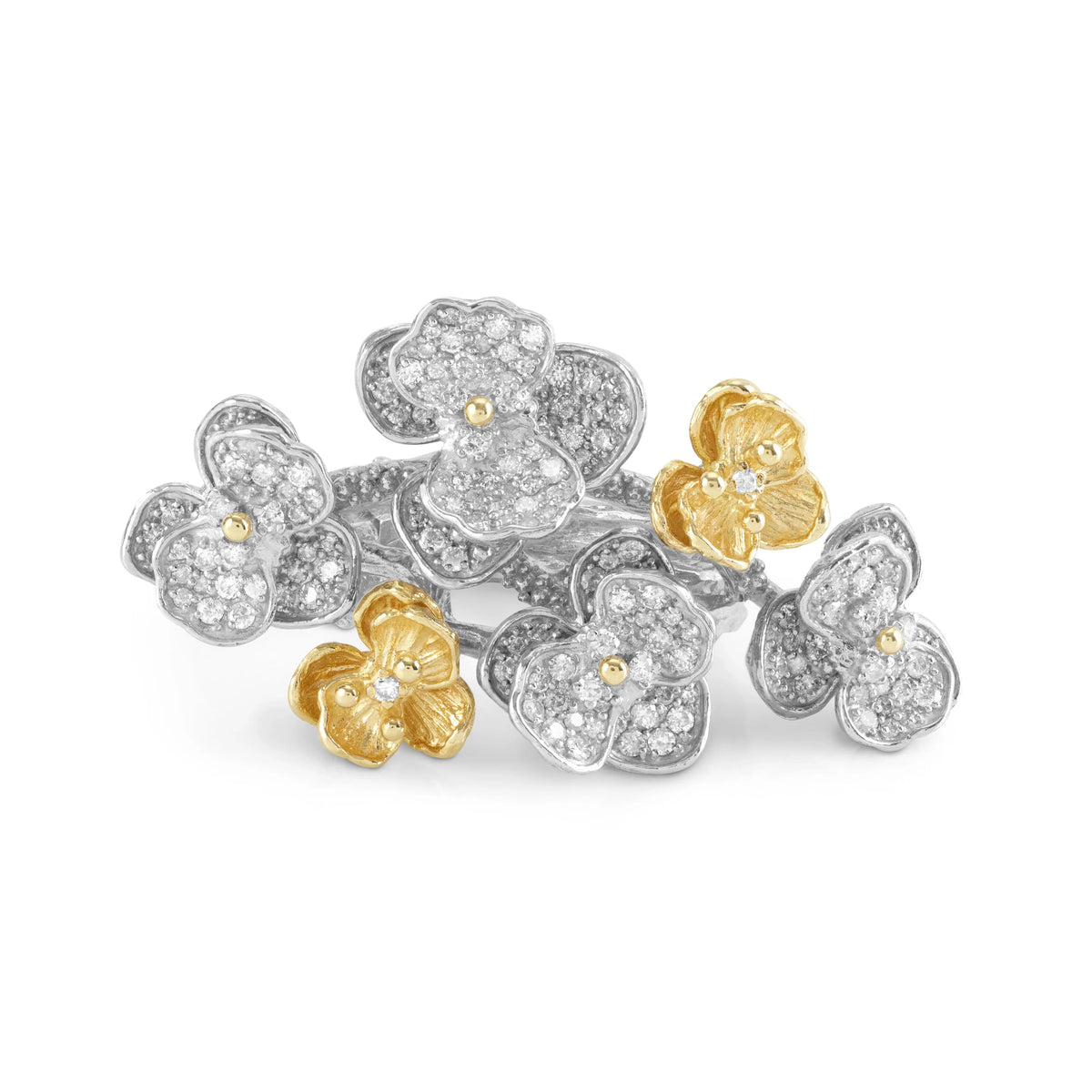 Orchid Cluster Ring with White Diamonds
