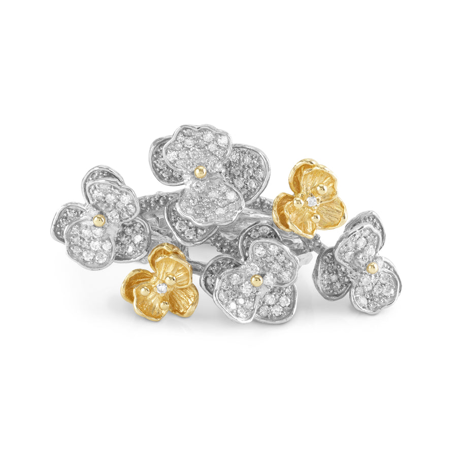 Orchid Cluster Ring with Diamonds