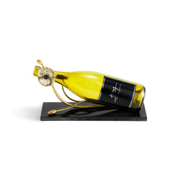 Chintz & Company - Decorative Furnishings - Aram Olive Branch Wine Bottle  Coaster & Stopper Stainless Steel & Brass