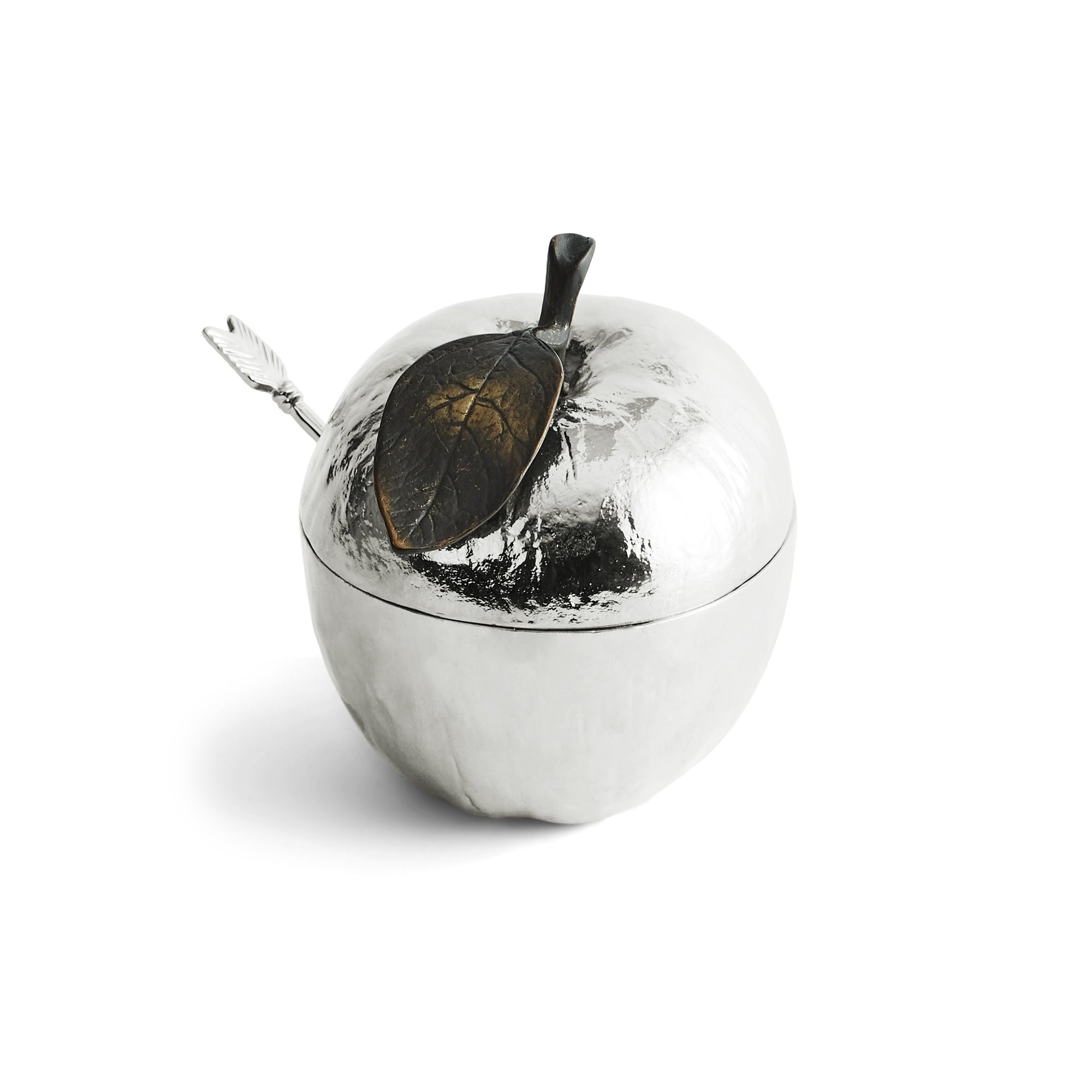 Michael Aram Apple Honey Pot w/ Spoon Nickelplate