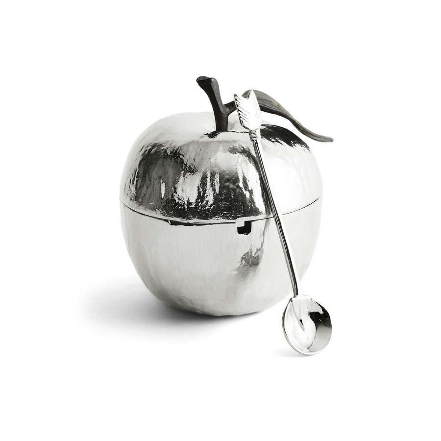 Michael Aram Apple Honey Pot w/ Spoon Nickelplate