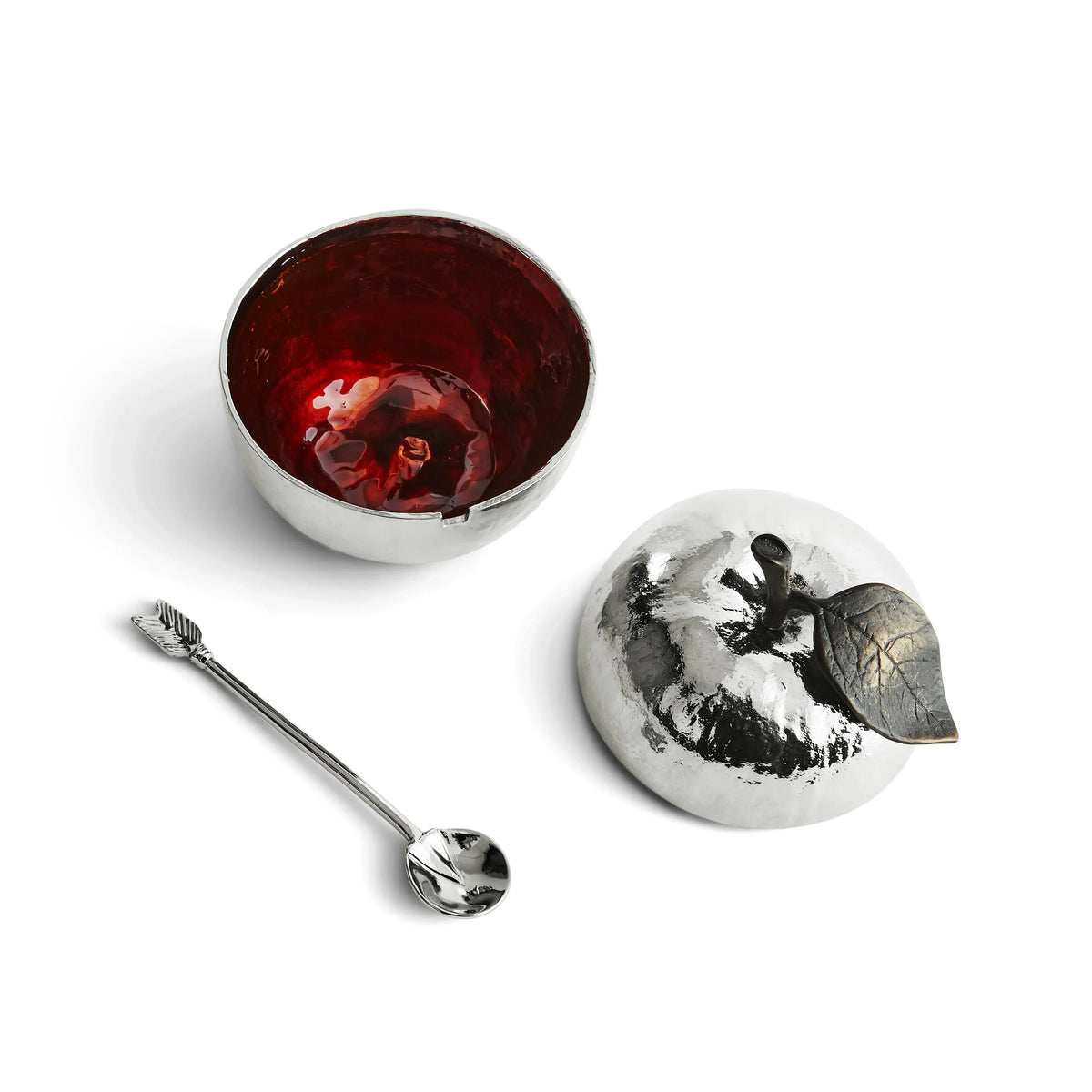 Michael Aram Apple Honey Pot w/ Spoon Nickelplate