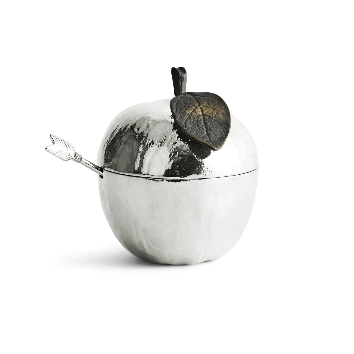 Michael Aram Apple Honey Pot w/ Spoon Nickelplate
