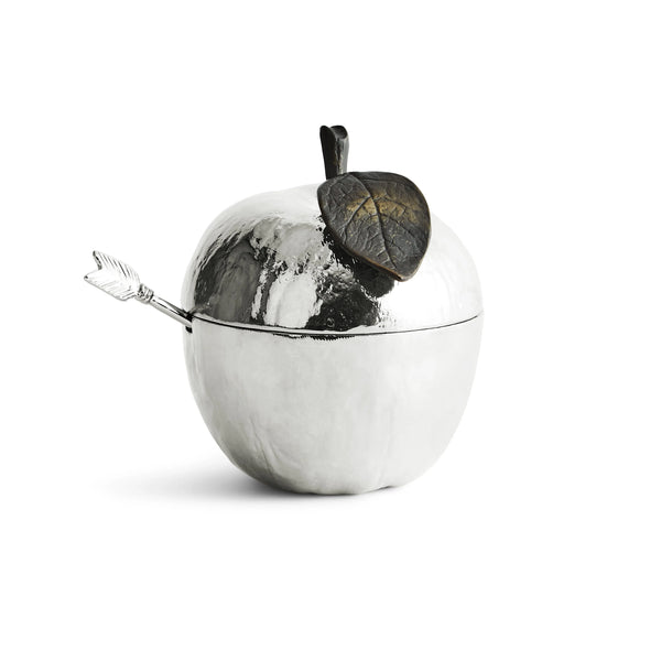 Michael Aram Apple Honey Pot w/ Spoon Nickelplate