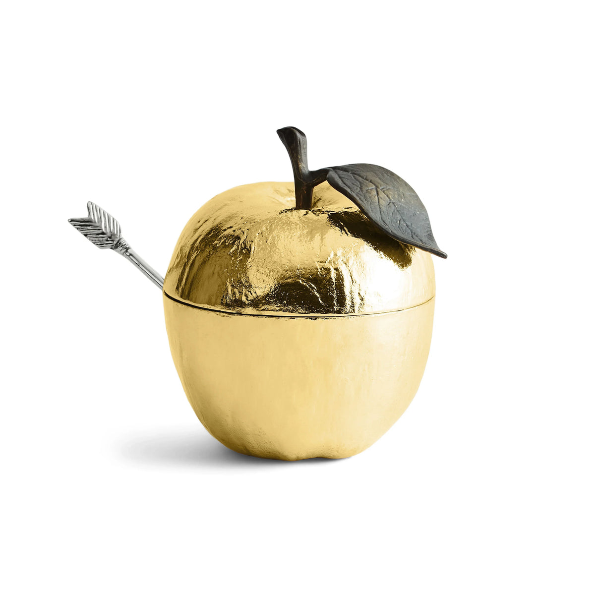 Michael Aram Apple Honey Pot w/ Spoon Nickelplate