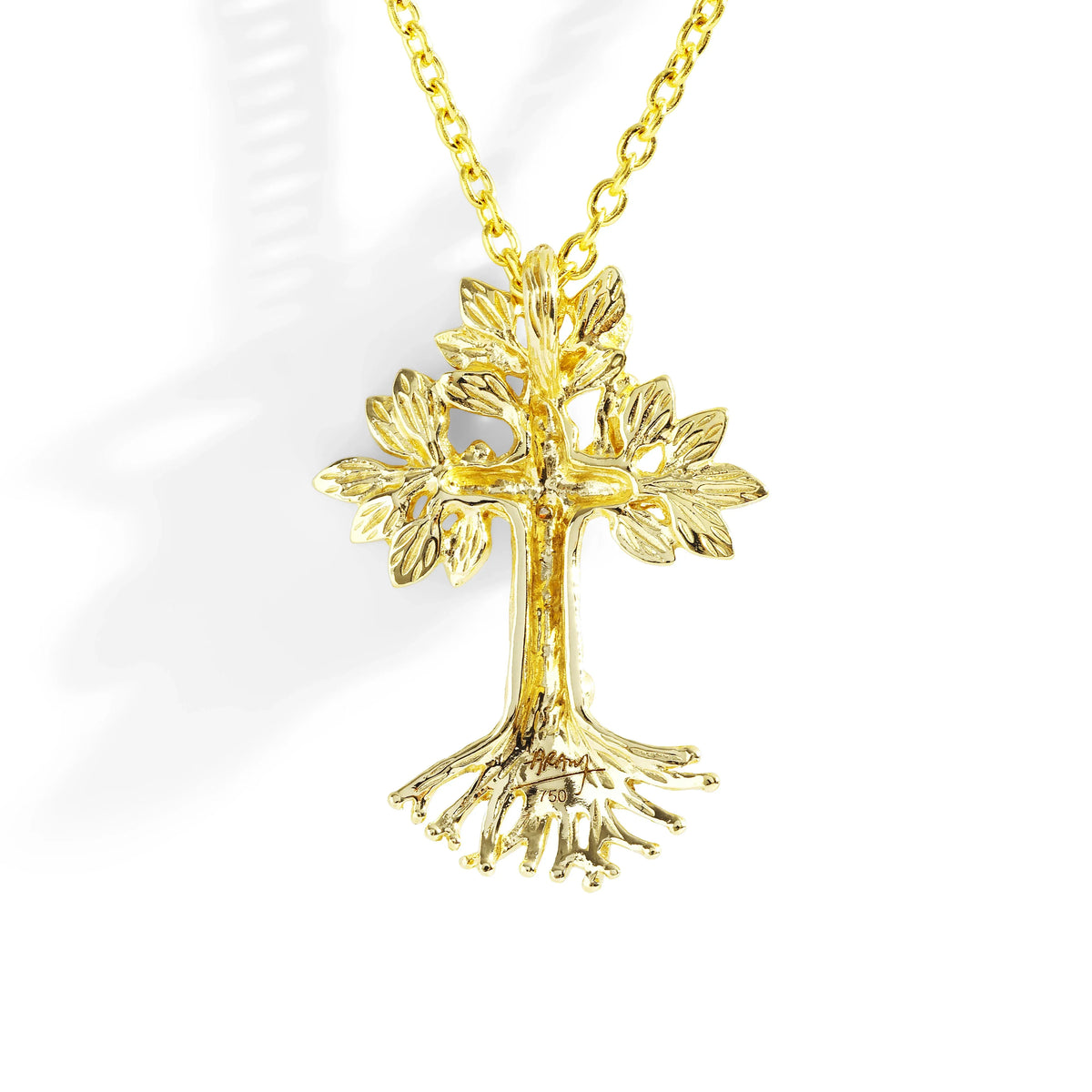 Michael Aram Armenian Tree of Life 25mm Cross Pendant Necklace with Diamonds