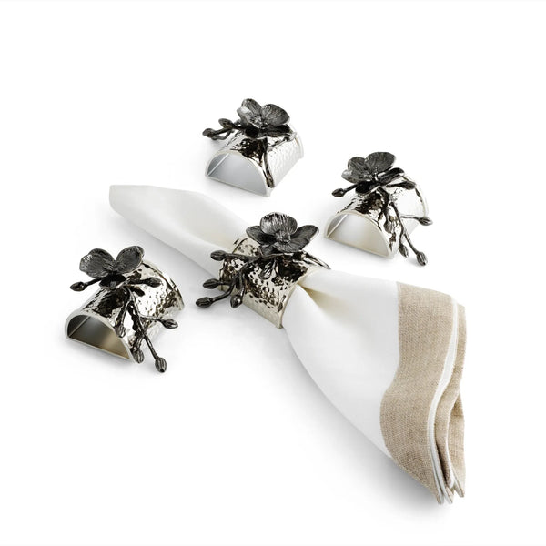 Black Orchid Napkin Ring Set – Michael Aram