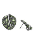 Michael Aram Botanical Leaf 25mm Earrings w/ Peridot & Diamonds in Black Rhodium Sterling Silver & Sterling Silver