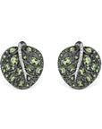 Michael Aram Botanical Leaf 25mm Earrings w/ Peridot & Diamonds in Black Rhodium Sterling Silver & Sterling Silver