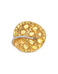 Michael Aram Botanical Leaf 31mm Ring w/ Yellow Sapphire & Diamonds In 18k Yellow Gold