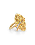 Michael Aram Botanical Leaf 31mm Ring w/ Yellow Sapphire & Diamonds In 18k Yellow Gold