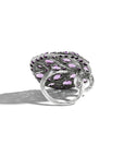 Michael Aram Botanical Leaf 31mm Ring with Amethyst and Diamonds