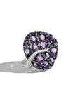 Michael Aram Botanical Leaf 31mm Ring with Amethyst and Diamonds