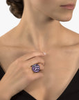 Michael Aram Botanical Leaf 31mm Ring with Amethyst and Diamonds