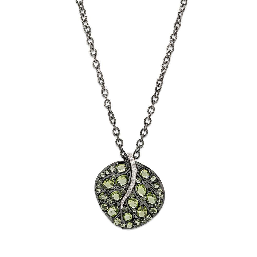 Michael Aram Botanical Leaf 32mm Necklace with Peridot and Diamonds