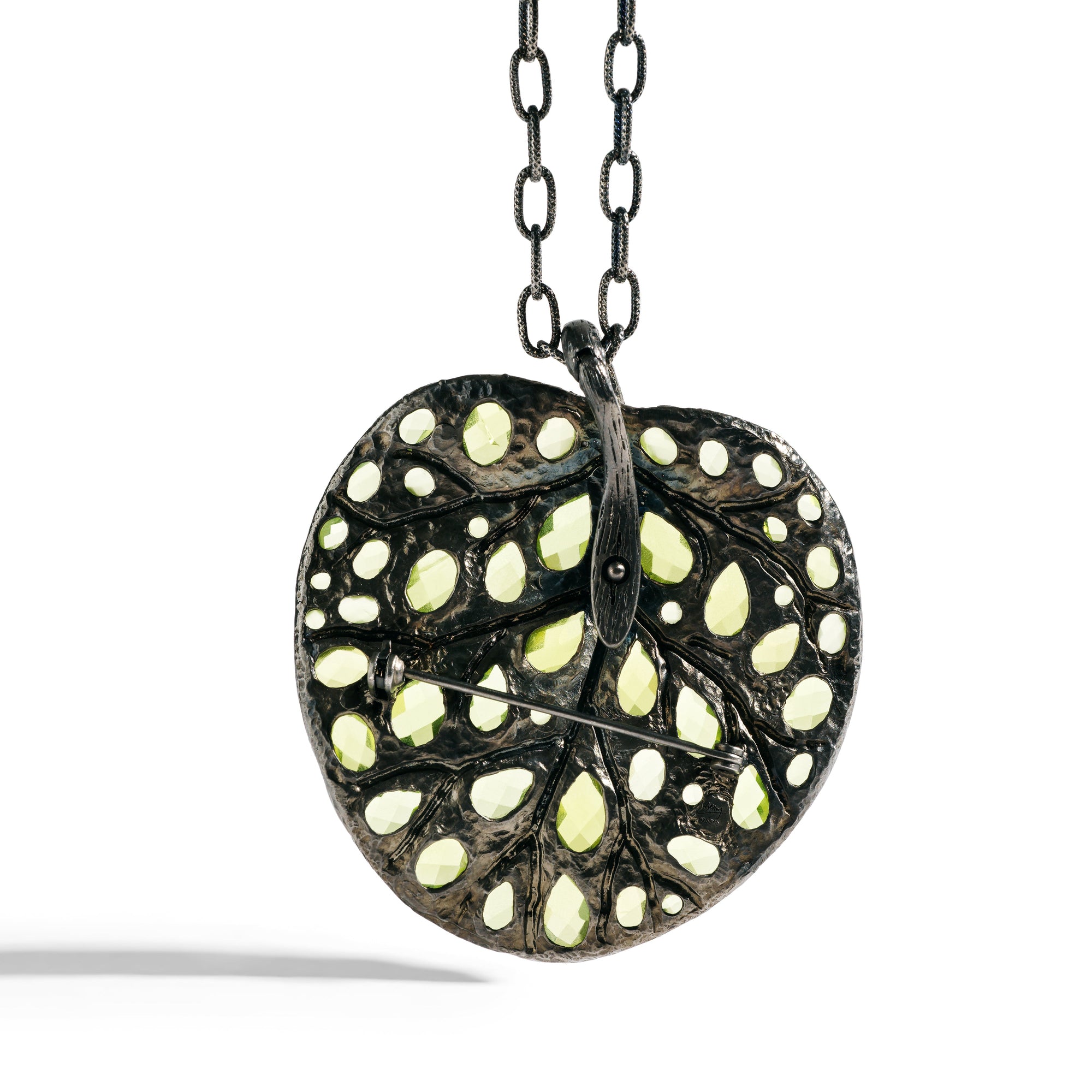 Michael Aram Botanical Leaf 53mm Necklace with Peridot and Diamonds