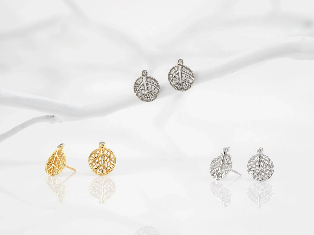 Michael Aram Botanical Leaf Earrings with Diamonds