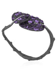 Michael Aram Botanical Leaf Gemstone Bracelet w/ Amethyst & Diamonds in Black Rhodium & Sterling Silver