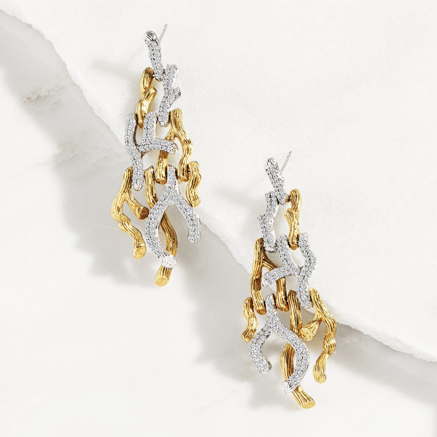 Michael Aram Branch Coral Chandelier Earrings with Diamonds