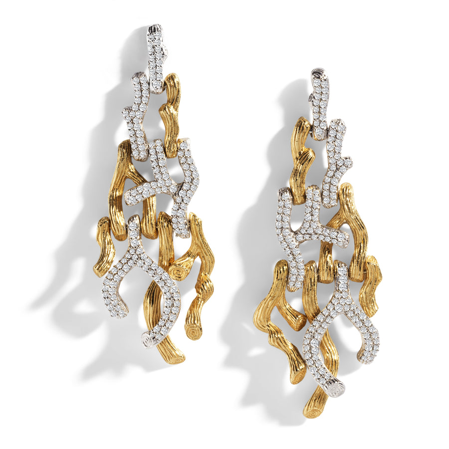 Michael Aram Branch Coral Chandelier Earrings with Diamonds
