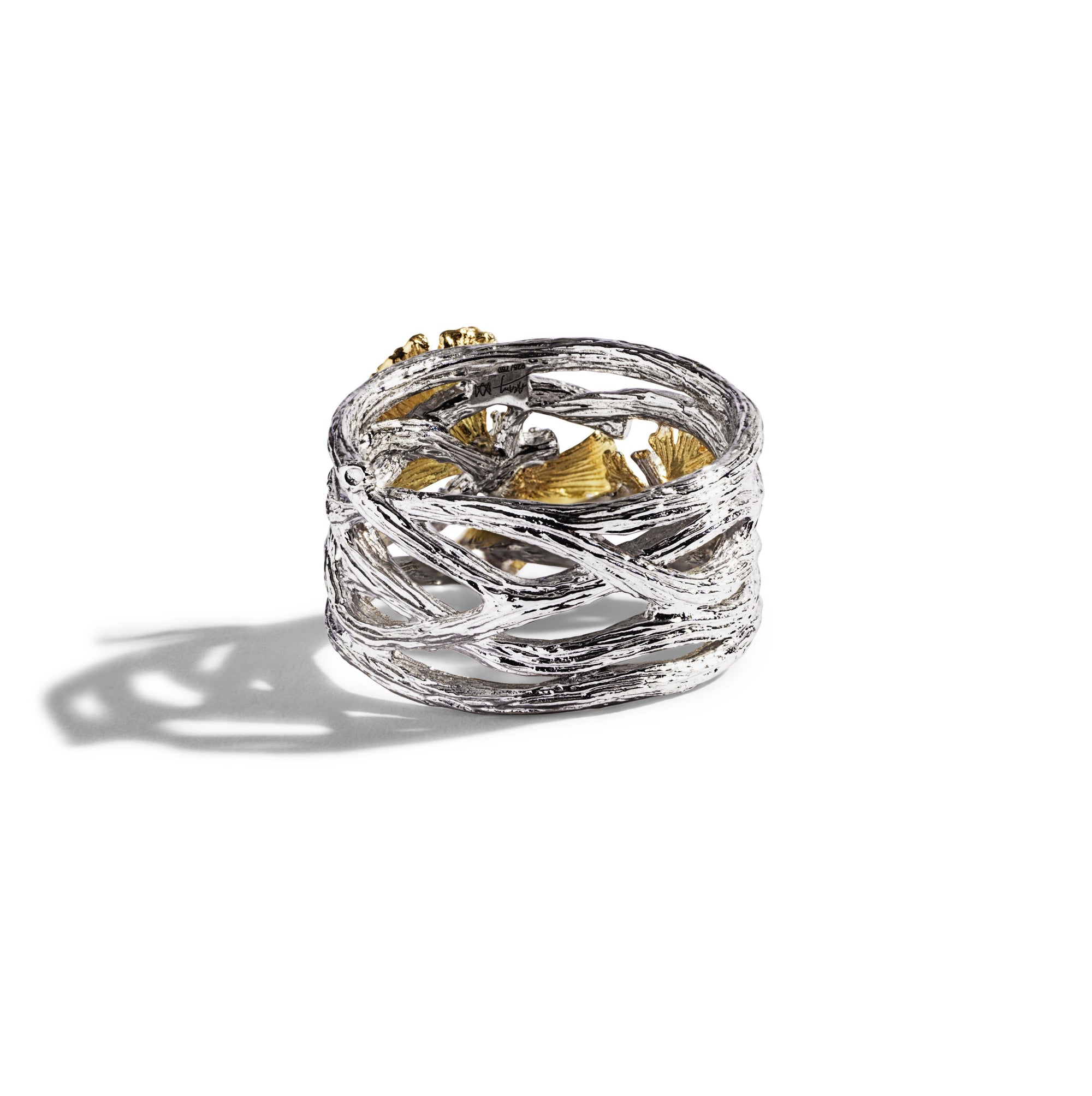 Michael Aram Butterfly Gingko Cuff Ring with Diamonds