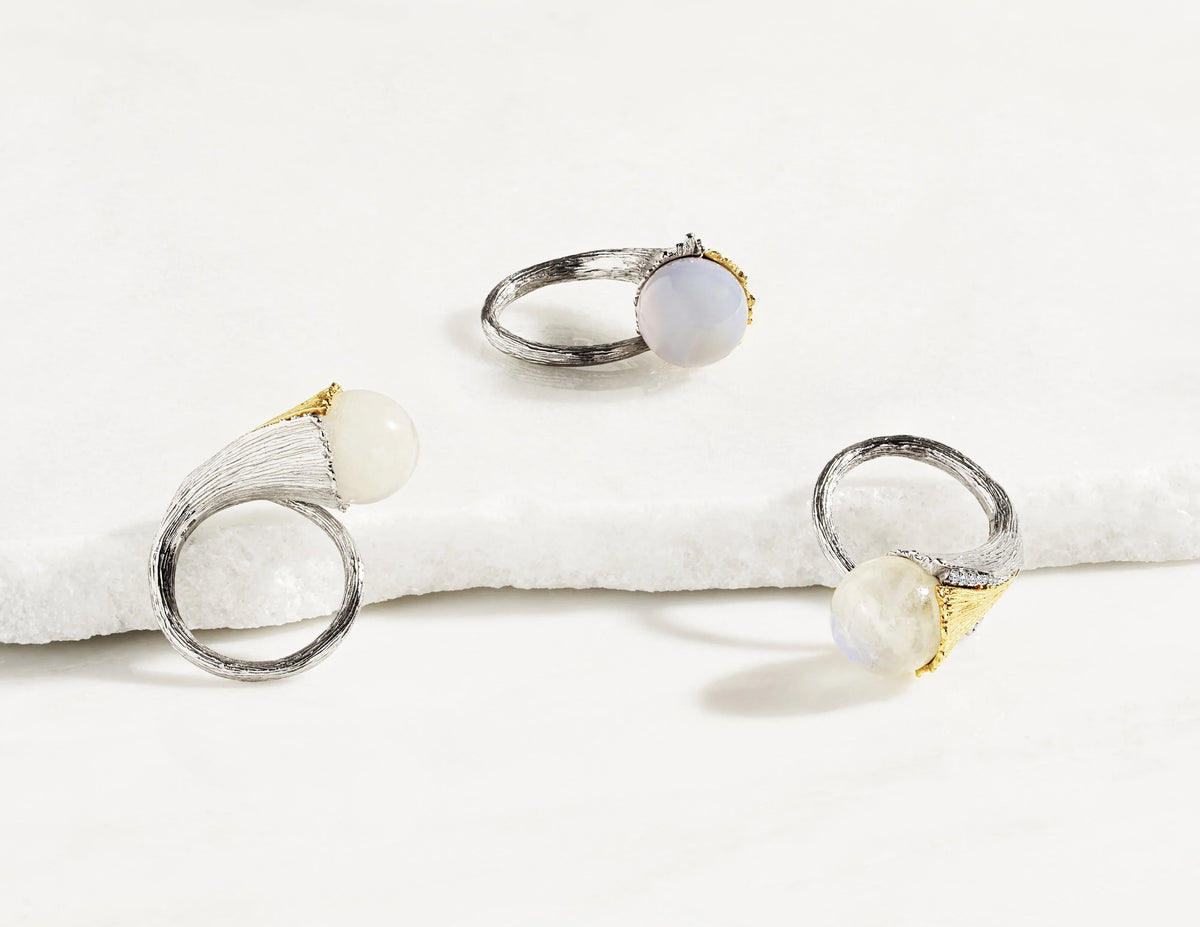 Michael Aram Butterfly Gingko Ring with Chalcedony and Diamonds