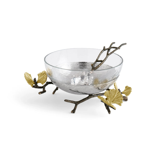 Michael Aram Butterfly Ginkgo Glass Nut Dish w/ Spoon