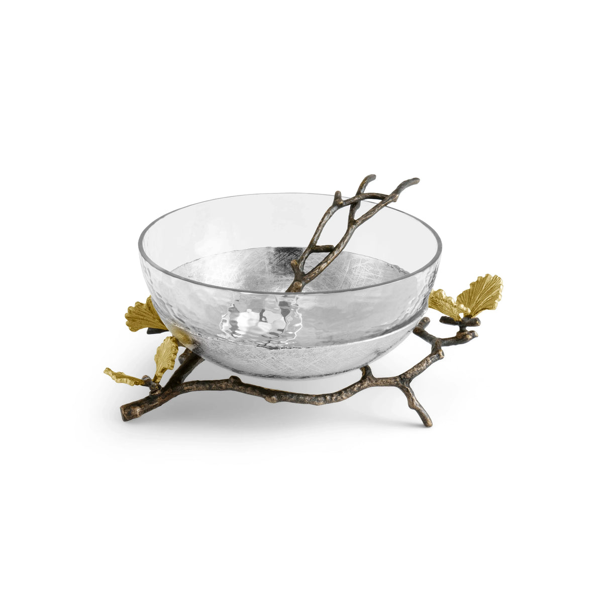 Butterfly Ginkgo Glass Nut Dish w/ Spoon Michael Aram