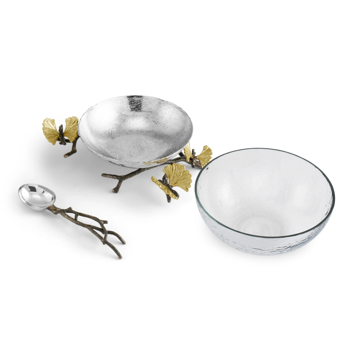 Michael Aram Butterfly Ginkgo Glass Nut Dish w/ Spoon