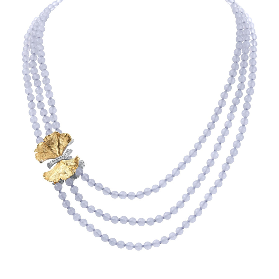 Michael Aram Butterfly Ginkgo Multi Strand Necklace with Chalcedony and Diamonds