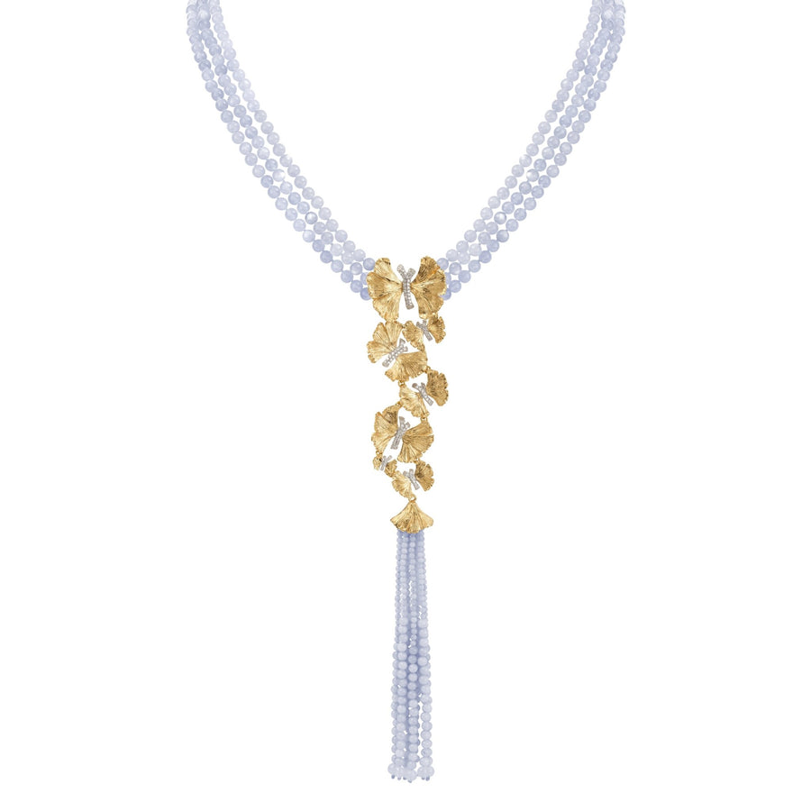 Michael Aram Butterfly Ginkgo Necklace with Chalcedony and Diamonds