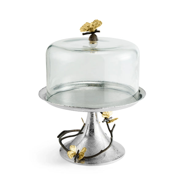 Butterfly Ginkgo Pastry Dish with Dome – Michael Aram