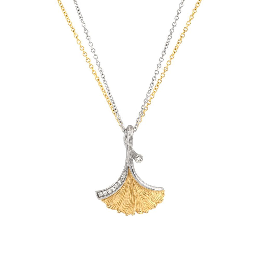 Michael Aram Butterfly Ginkgo Pendant Necklace with Diamonds