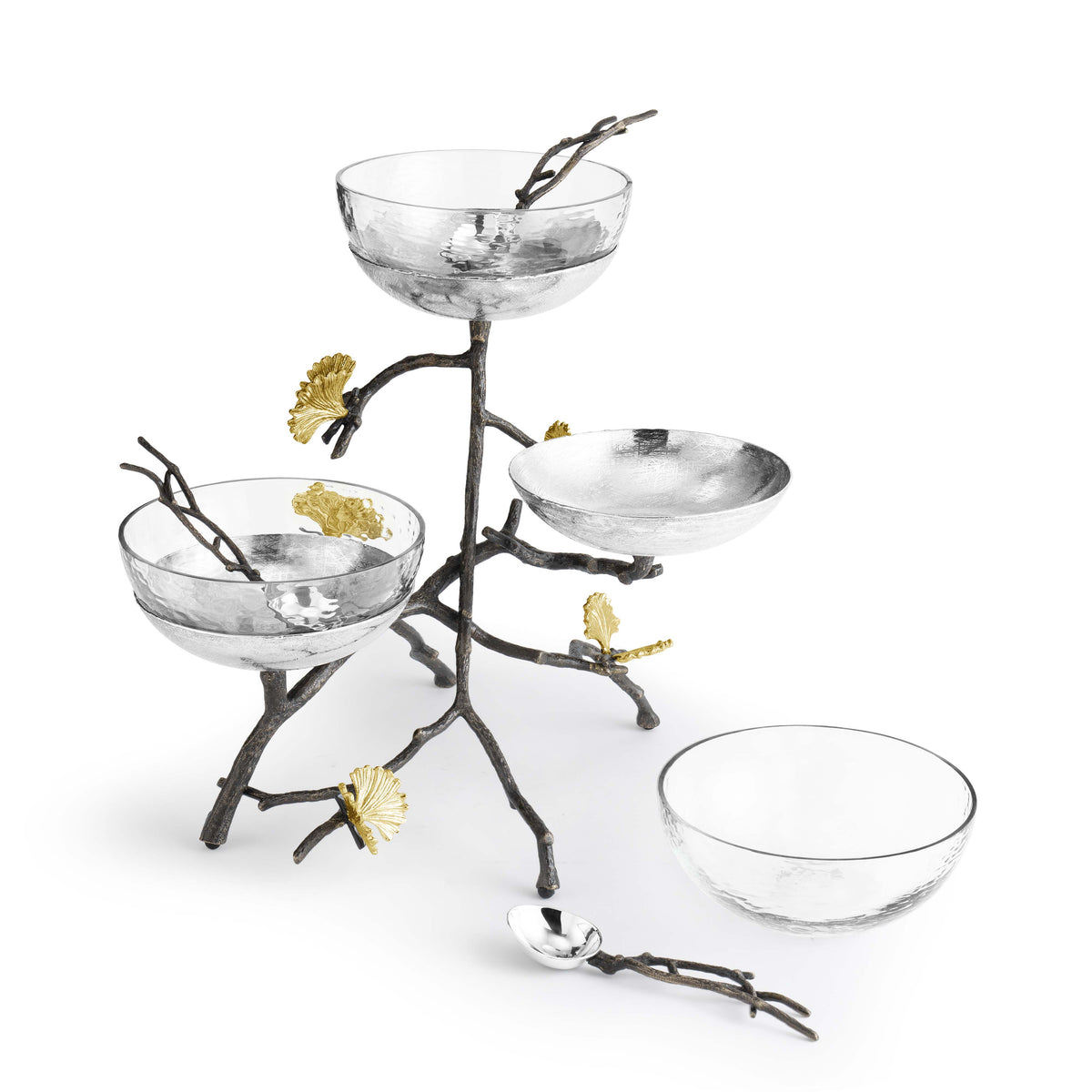 Michael Aram Butterfly Ginkgo Triple Bowl Set w/ Spoons