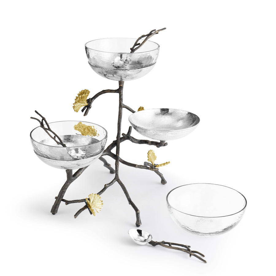 Michael Aram Butterfly Ginkgo Triple Bowl Set w/ Spoons