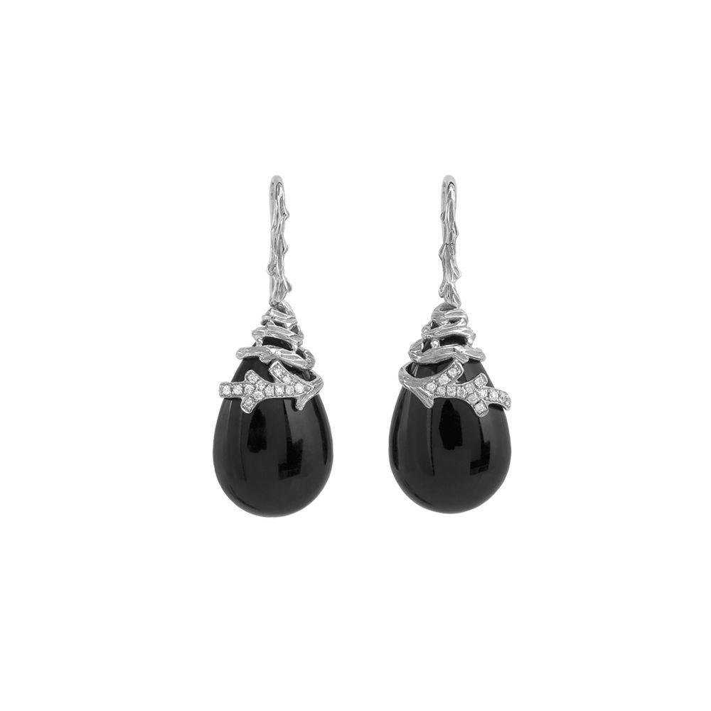 Michael Aram Enchanted Forest Earrings with Black Onyx and Diamonds