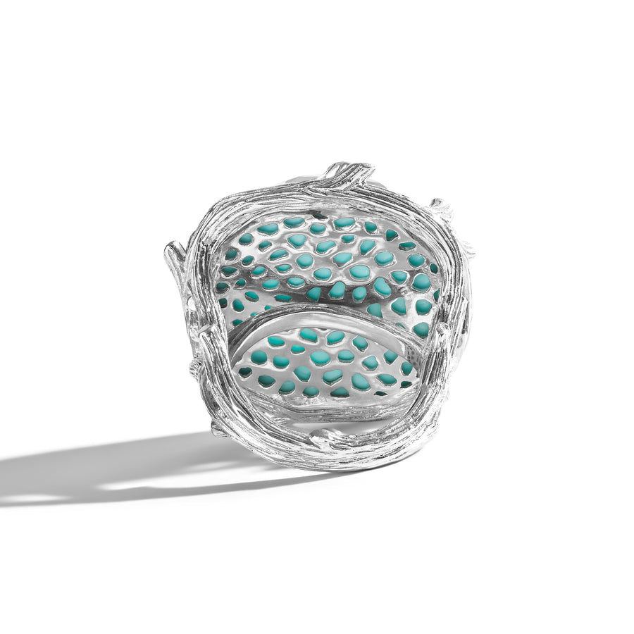 Michael Aram Enchanted Forest Ring with Turquoise Doublet and Diamonds