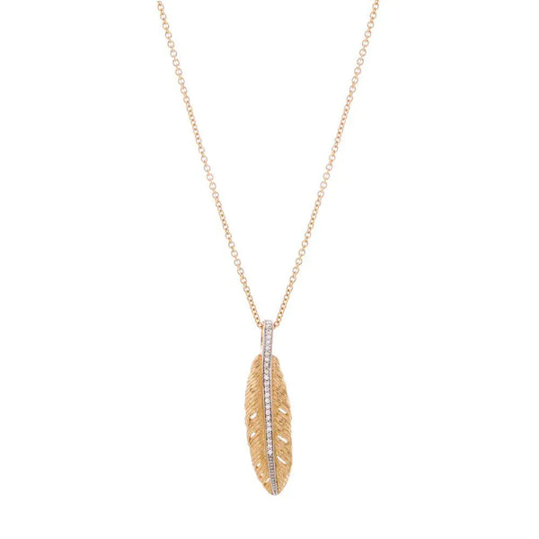 Michael Aram Feather 37mm Pendant Necklace with Diamonds