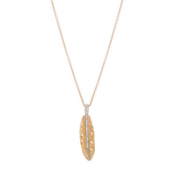 Michael Aram Feather 37mm Pendant Necklace with Diamonds