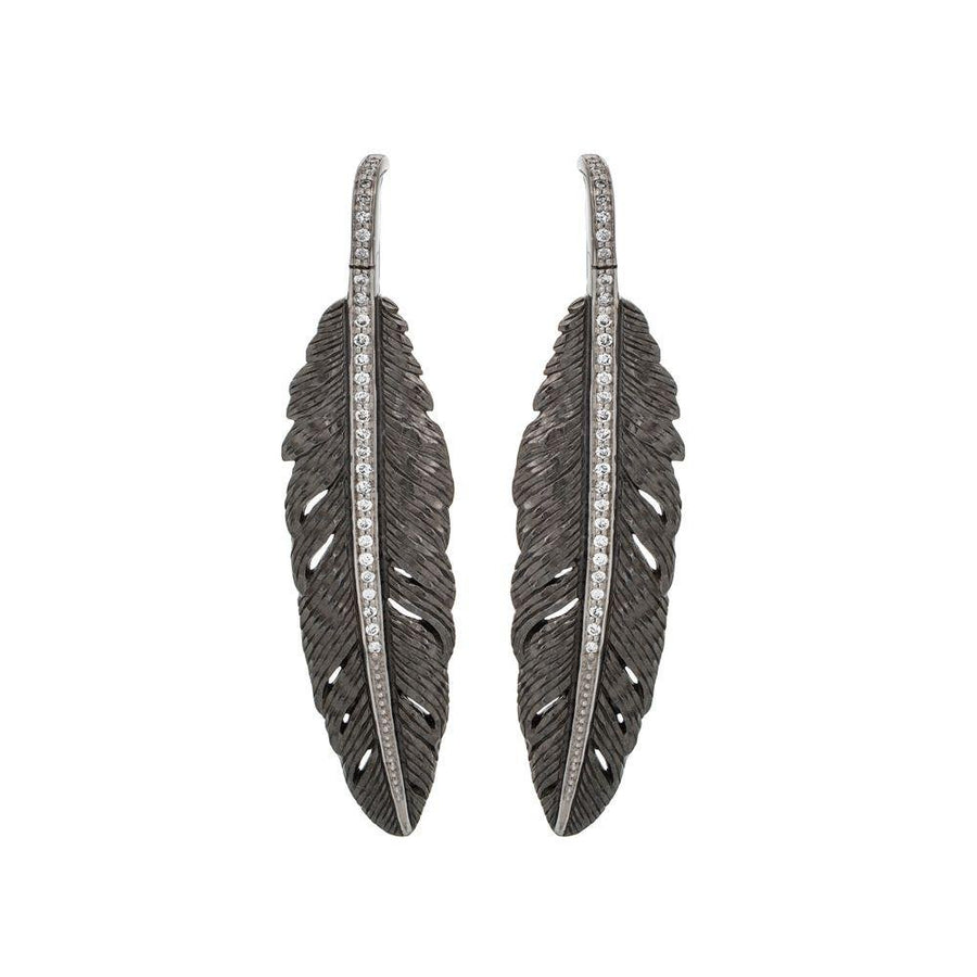 Michael Aram Feather 52mm Earrings with Diamonds